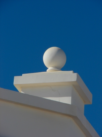 decorative ball on the columnの写真素材