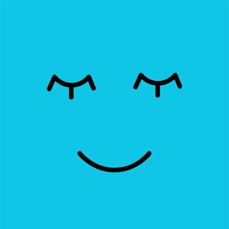 Sleeping funny emotion emoji face. Smiley face on blue background. Simple emoticons pictograms. Vector illustration EPS 10.のイラスト素材