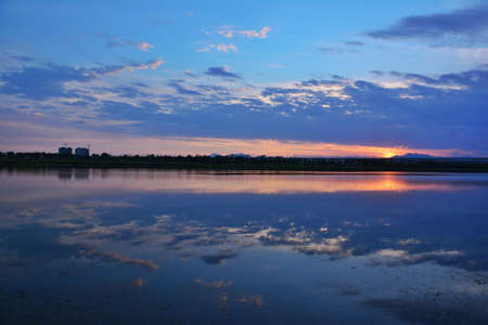Clouds reflection in the lakeの写真素材