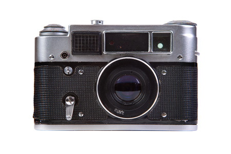 Retro vintage style camera on a white background