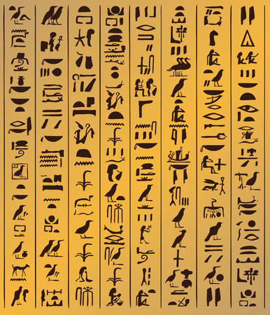 Illustration of Egyptian ornaments and hieroglyphsの写真素材