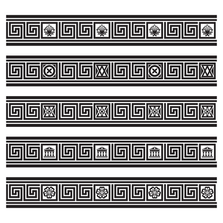 Set of the vector Greek ornament on a white background for graphic design.のイラスト素材