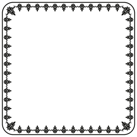 Border ornament. Decorative vintage elements for design. Vector image. Black circular pattern on a white background.のイラスト素材