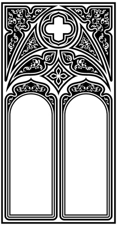 Frame for text in the Gothic style in the form of a stained-glass window on a white background.のイラスト素材