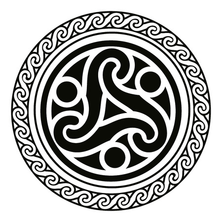Celtic national ornament in the shape of a circle. Black ornament isolated on white background.のイラスト素材