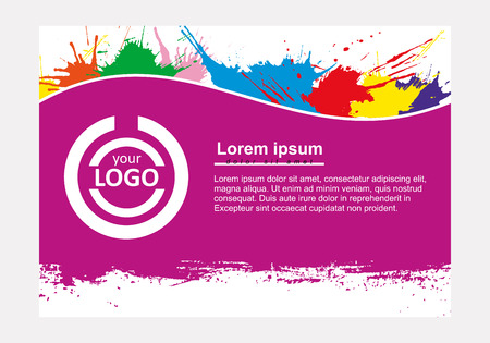 Abstract vector template design, horizontal flayers, brochure, web sites, page, leaflet, with colorful watercolor paint splashのイラスト素材