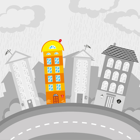 Childrens drawing of the city.のイラスト素材