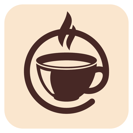 Coffee cups vector icons on a beige backgroundの写真素材