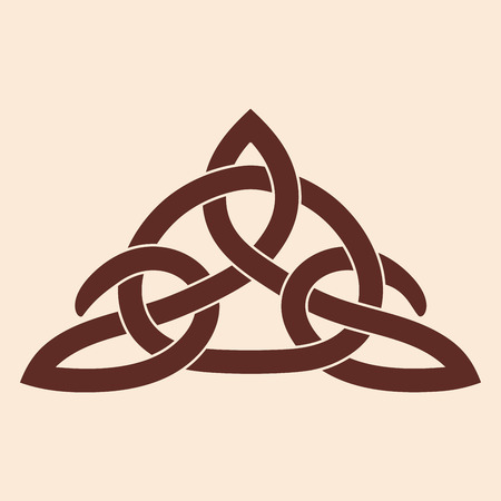 Celtic national ornament interlaced tape. Brown pattern on a beige background.のイラスト素材