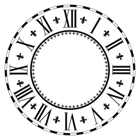 Vintage Roman numeral clock isolated on white background.のイラスト素材