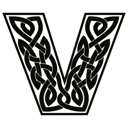 Letter V with Celtic ornament.のイラスト素材