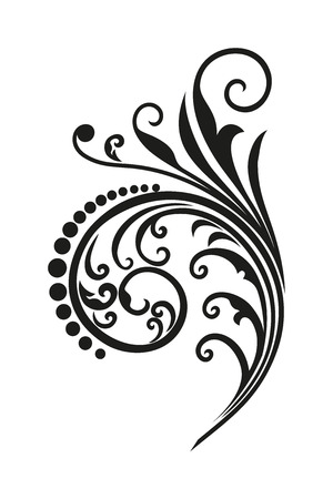 Vintage vector pattern with wavy elements for printing design. Black drawing isolated on white background.のイラスト素材