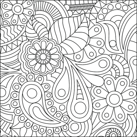 Vector illustration of a coloring page with fine details Isolated on white background.のイラスト素材