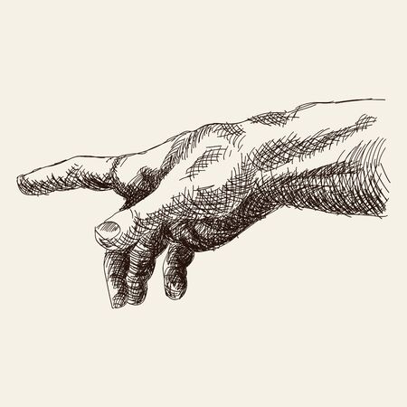 Hand on a white background.のイラスト素材