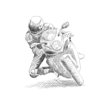 Motorcyclist on a motorcycle.のイラスト素材