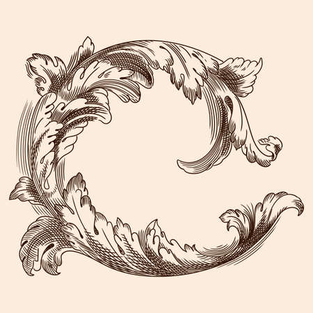 Vintage floral ornament in the old classic style for print and web design.のイラスト素材