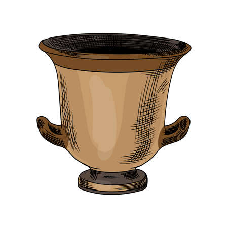 Ancient greek vase with national ornament meander isolated on white background.のイラスト素材