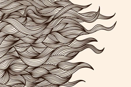 Abstract background with wavy lines on a beige background.のイラスト素材