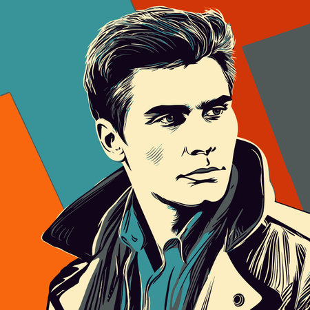 Portrait of a young guy on a bright background in the style of pop art.