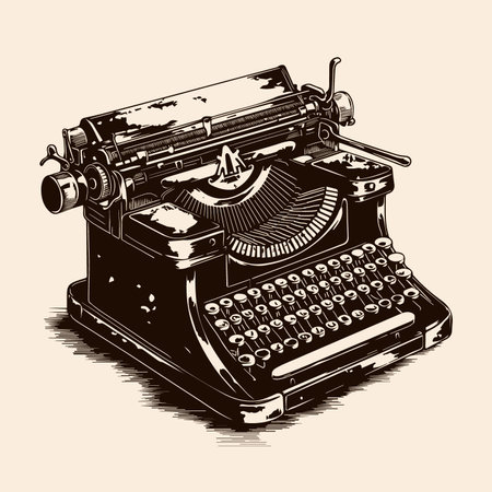 Vintage typewriter for typing isolated on beige background.のイラスト素材