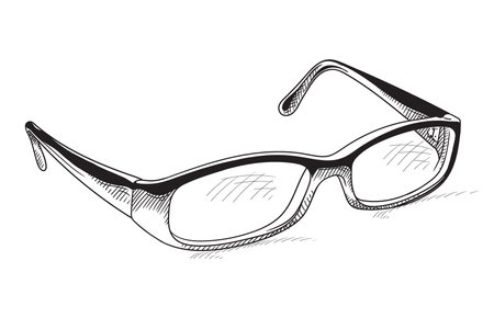 Glasses for improving vision. Drawing isolated on white background.のイラスト素材