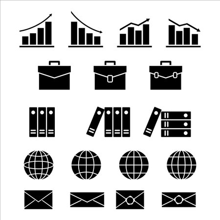 Set of icons on the topic of business, trade, office workのイラスト素材