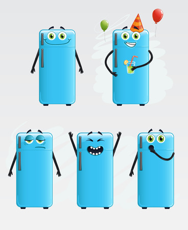 Five refrigerator with different moods. のイラスト素材