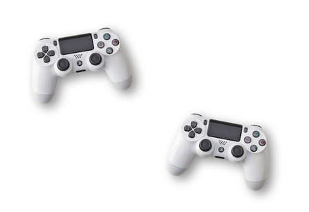Sao Paulo, Brazil - 08/16/2020: White Playstation 4 controller