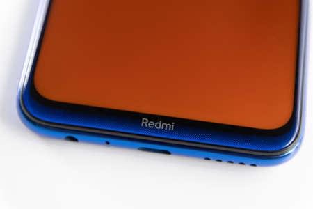 Close look on Redmi Note 8 details - selective focus, Sao Paulo, Brazil, 29/09/2020のeditorial素材