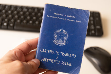 Brazilian work card (Work card and Social security) Ministry of Labor of Brazil., Sao Paulo, Brazil - 17/09/2020のeditorial素材
