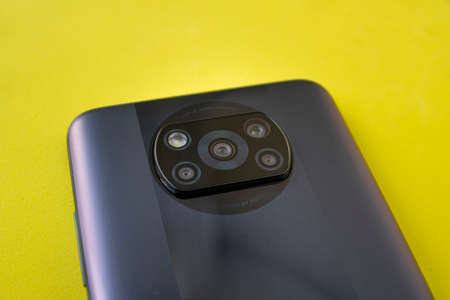Pocophone X3 PRO cameras in close view, 20 Sep, 2021, Sao Paulo, Brazil.のeditorial素材