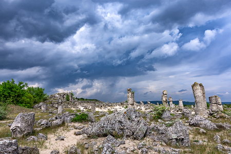 Stone Forest Beautiful view with the famous rock formation Stone Forest near Varna, Bulgaria or Beaten Rocks - 'Pobiti kamani'の写真素材