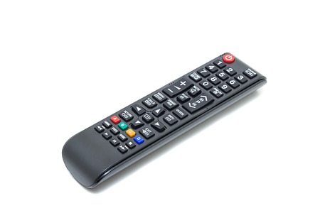 TV Remote Control isolated on white backgroundの写真素材