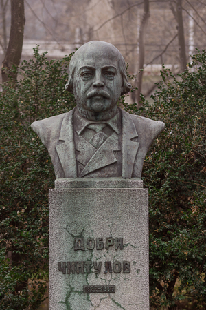 Monument to the national hero Dobri Chintulov situated in the bulgarian city Burgasのeditorial素材