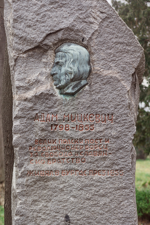 Monument to the revolutionist Adam Mickiewicz situated in the bulgarian city Burgasのeditorial素材