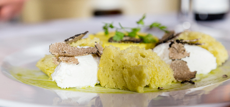 Leek flan with trufflesの写真素材