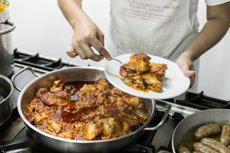 Rabbit Chausser is cooking in the potの写真素材