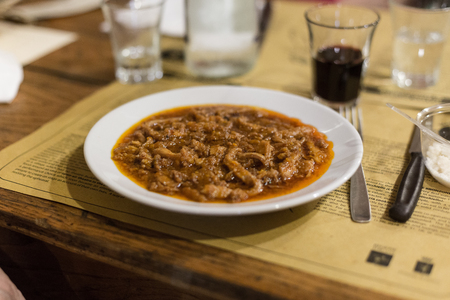 A Tripe Dish On A Restaurant Tableの写真素材