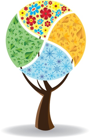 Four seasons. Spring, summer, autumn, winter. Art treeのイラスト素材