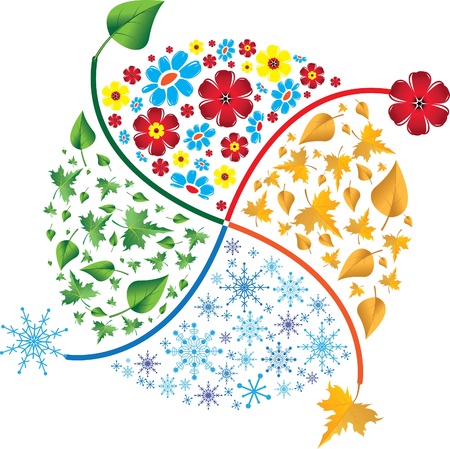 Four seasons. Spring, summer, autumn, winter. のイラスト素材