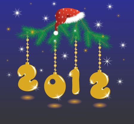 Christmas Background 2012 with cap of Santa Clausのイラスト素材