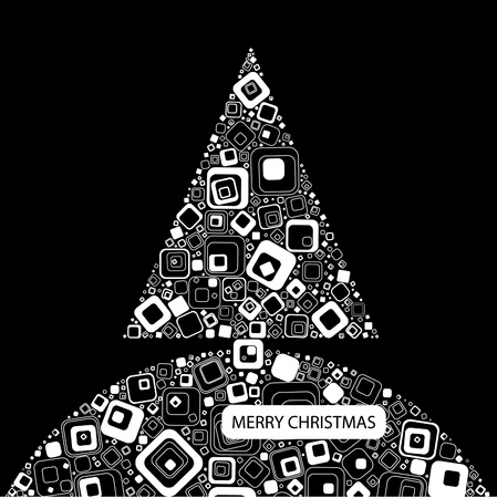 Vector illustration. Black background with Chrismas tree のイラスト素材