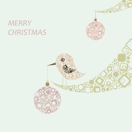 Christmas Background with bird and Christmas toysのイラスト素材