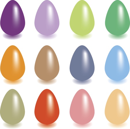 Set of 12 colors Easter eggs. illustrationのイラスト素材