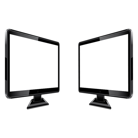 Two monitors in the projection on a white backgroundのイラスト素材