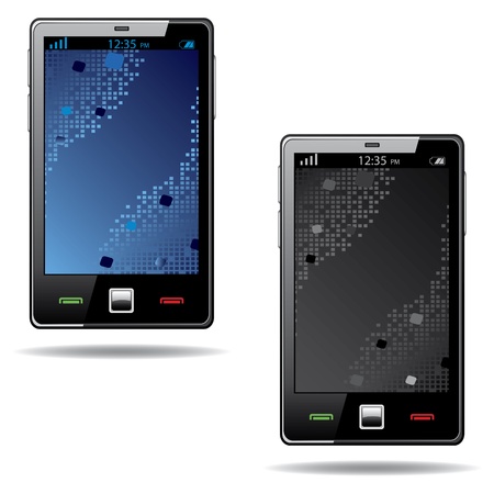 Touchscreen smart phone with abstract screen isolated on white backgroundのイラスト素材