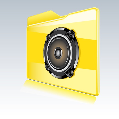 Folder with abstract audio speaker   Isolated  Vector illustration のイラスト素材