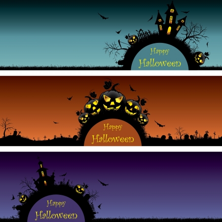 Set of Halloween bannersのイラスト素材