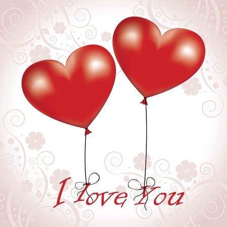 Vector Valentines day card with balloon in form of heartのイラスト素材