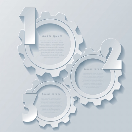 Abstract modern infographics design with cogwheels  can be used for your business, web design, graphic or website layout , diagram, workflow layout, business step options, numbers options, education のイラスト素材